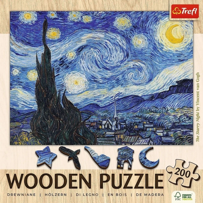 Houten puzzel Vincent van Gogh - Sterrennacht 200 stukjes
