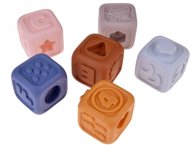 Zachte rubberen sensorische blokken piramide puzzel met teddybeer ZA4819