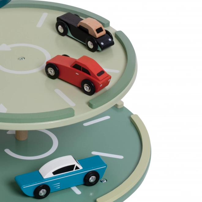 Parkeergarage met auto's en helikopter