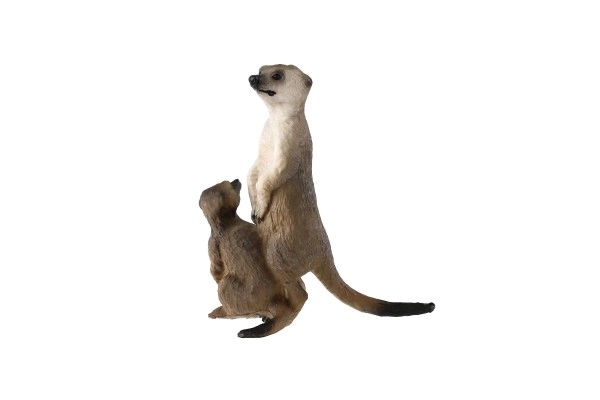 Suricata met jong zooted plastic 8cm donkerbruin in zakje