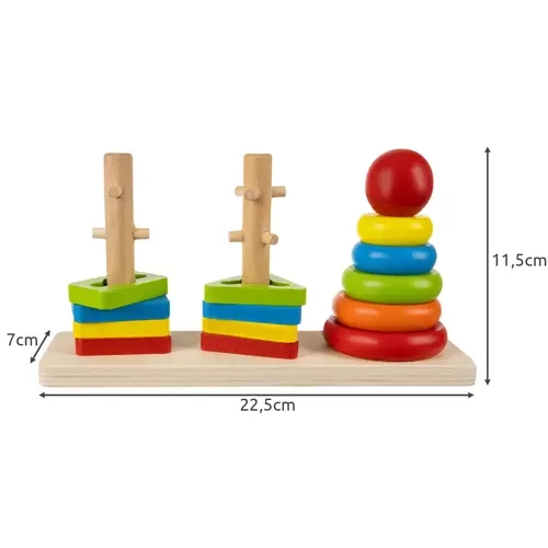 Houten kleurrijke piramide met vormen