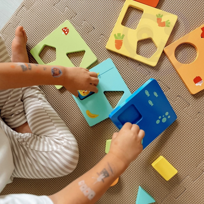 Montessori puzzel vormen en kleuren met dierfiguren