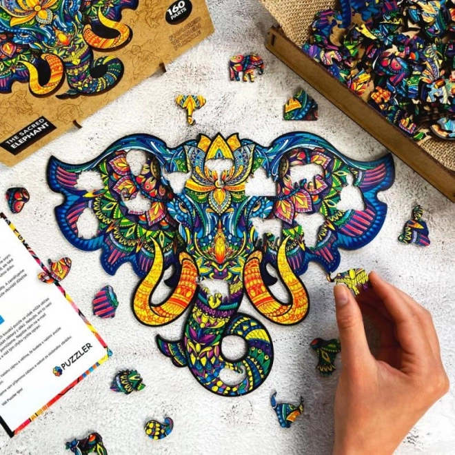 Magische houten gekleurde puzzel - Heilige Olifant