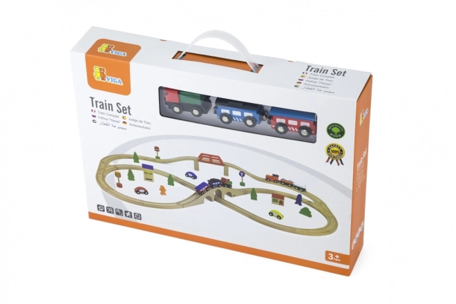 Viga Houten Treinset 49 stuks