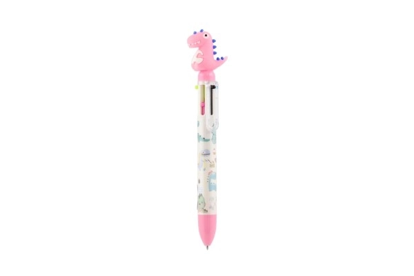 Pen/Dinosauruspen zes kleuren plastic 17cm 4 kleuren