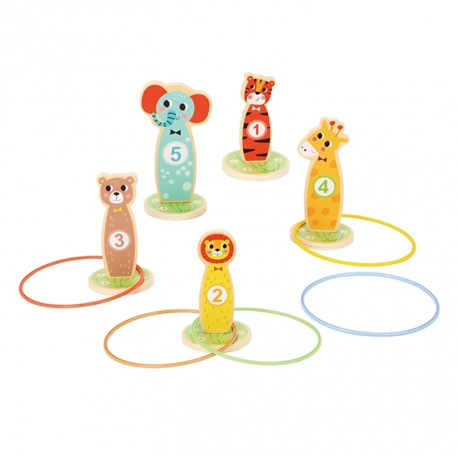Houten behendigheidsspel Tooky Toy - gooi naar doel dieren