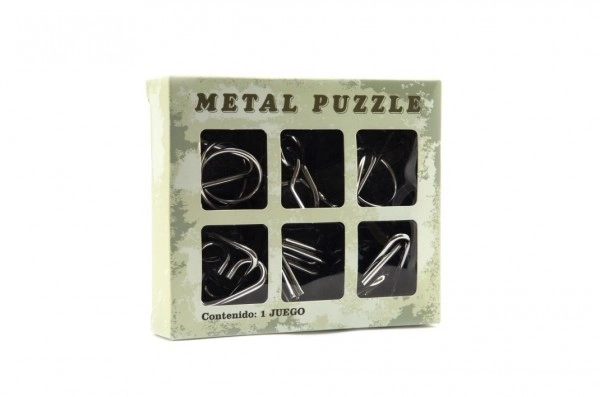 Metalen puzzel 6 stuks in doosje 14x12cm