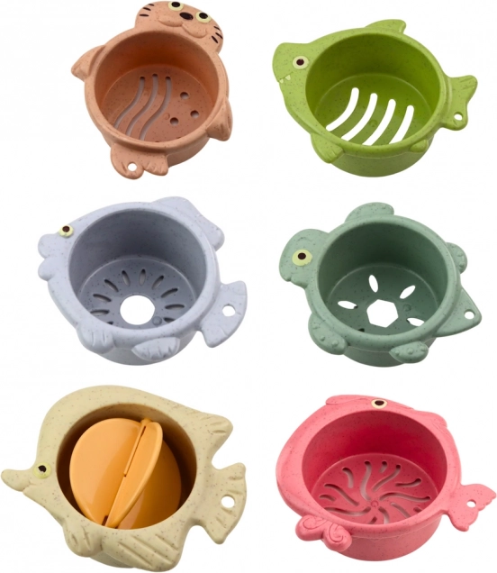 Kleurige torenbekertjes voor in bad 2-in-1, pastel, 6 stuks