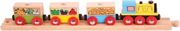 Bigjigs Rail goederentrein met groente en rails