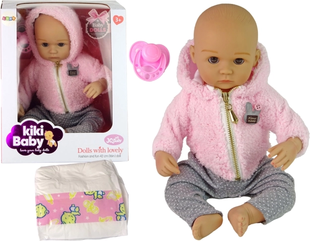 Realistische baby met accessoires en fopspeen, 40 cm