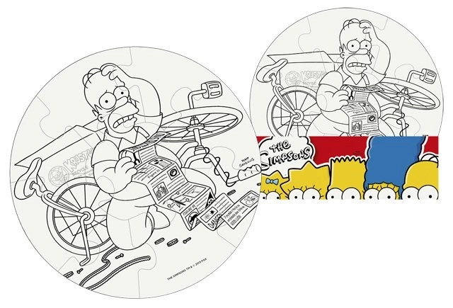 Kleur je eigen Simpson puzzel cirkel 9 stukjes