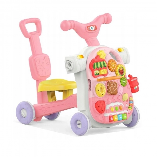Multifunctionele loopwagen 5-in-1 roze voor kinderen