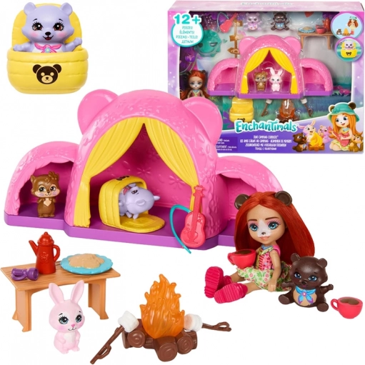 Enchantimals kampeertent met pop en diertjes