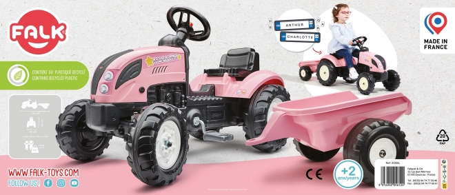 Tractor trapauto County Star met roze aanhangwagen