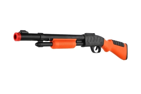 Geweer/hagelgeweer +handboeien+kogels met zuignappen plastic 50cm op kaart