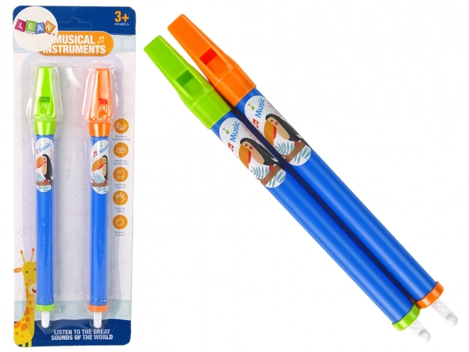 Set van twee fluiten voor kinderen Blauwe Dieren