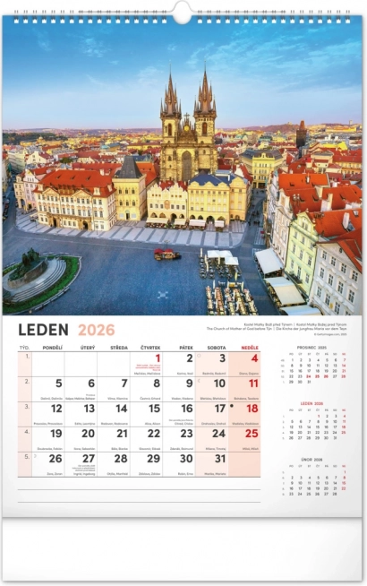 Muurkalender Praag 2026