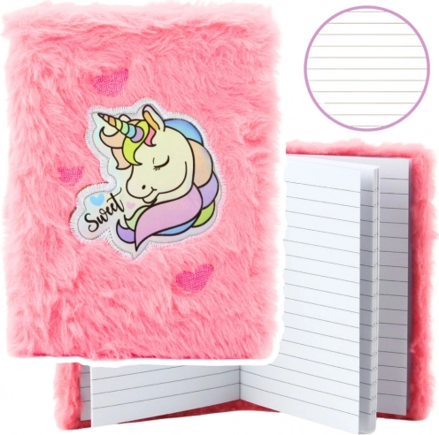 Pluche notitieboek Eenhoorn holografisch roze A6 80 pagina’s