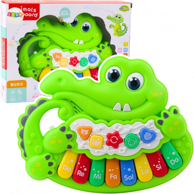 Interactieve piano voor kinderen met dierengeluiden en lichtjes in groene kleur