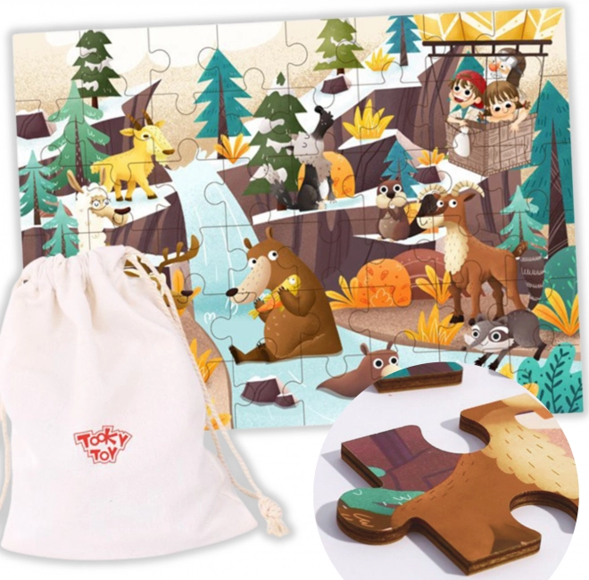 Tooky Toy puzzel Alpen - Dieren en landschap