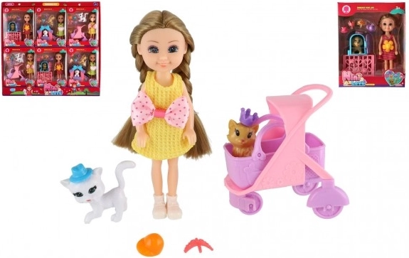 Pop met huisdiertje en accessoires, 14 cm