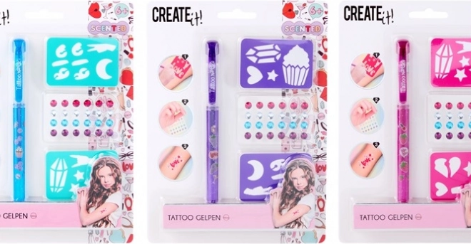 Tattooset met geurende gelpennen voor kinderen