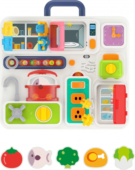 WOOPIE BABY Montessori keukenmanipulatiebord met geluiden, licht en klok