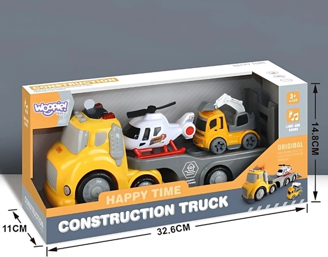 Gele sleepwagen WOOPIE City Truck met licht- en geluidseffecten