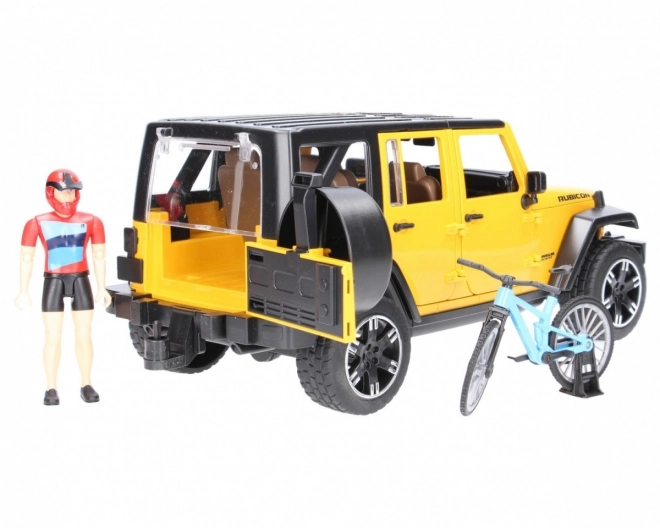 Bruder Jeep Wrangler Rubicon met fietser en fiets