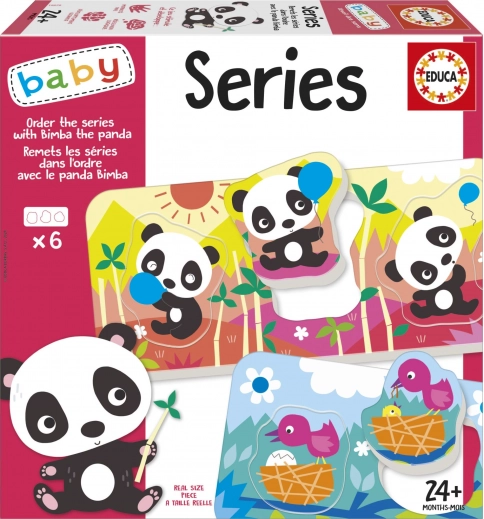 Educa Baby inlegpuzzel Panda Bimba en vrienden, 6 puzzels van 3 stukjes