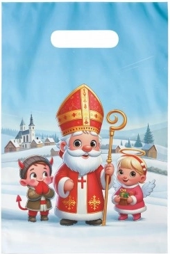 Plastic tas met Sint-motief 20 × 30 cm
