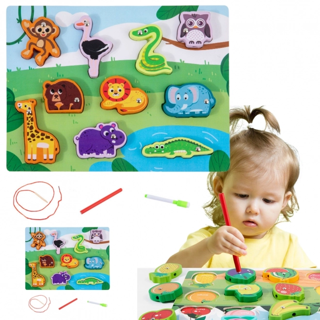 Houten magnetische puzzel met dieren