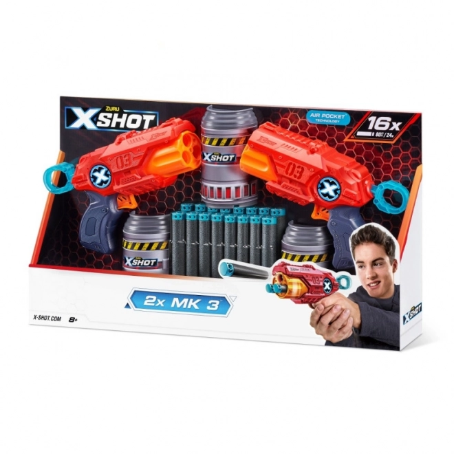 ZURU X-SHOT EXCEL MK 3 dubbelpak met roterende loop en 16 pijlen