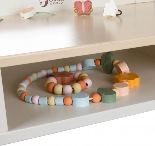 Houten kaptafel met Rond Spiegel en Accessoires Pastel Classic World