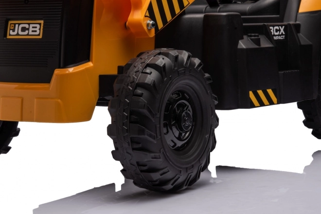Kinder ritje op JCB Traktor met graafmachine