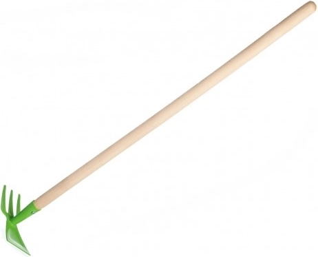 Dubbelzijdige groene hak met houten steel voor kinderen