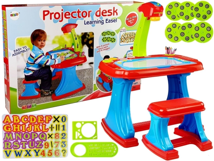 Educatieve kindertafel met projector, magneten en stoeltje