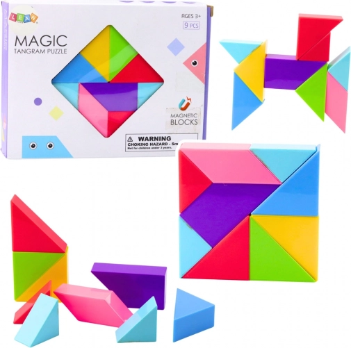 Magnetische tangramblokjes – kleurrijke puzzel, 9 delen