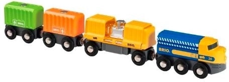 Kleurrijke set met drie goederenwagons