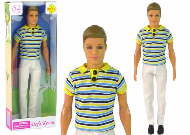 Kinderpop jongen blond haar – gestreept t-shirt