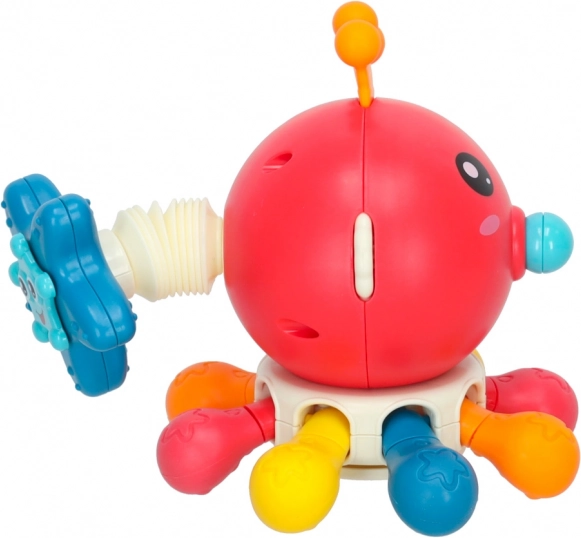 Sensorisch speelgoed bijtring voor baby's octopus Bibi-Inn rood