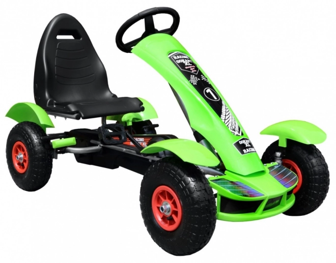 Racemerk go-kart XL voor kinderen 3+ Groen + Opblaasbare banden + Verstelbare stoel + Vrijloop