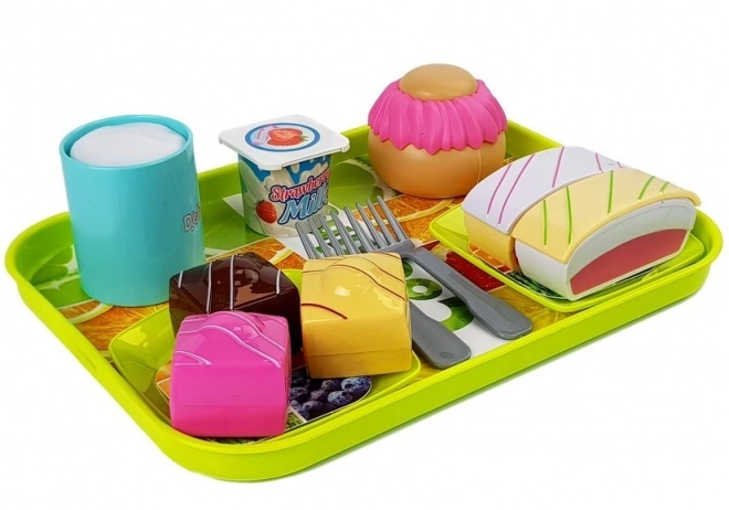 Set speeltjes desserten met dienblad