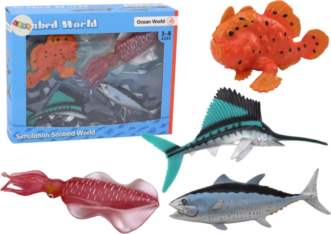 Set zeedieren Oceaanvissen Octopus 4 stuks