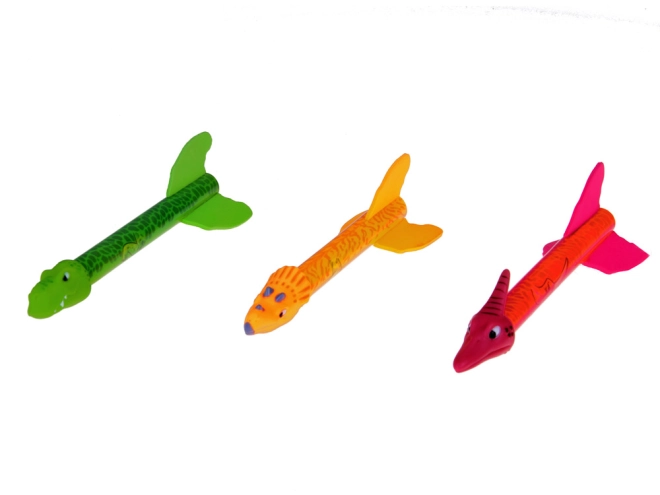 Drie kleurrijke dinosaurussen met effecten