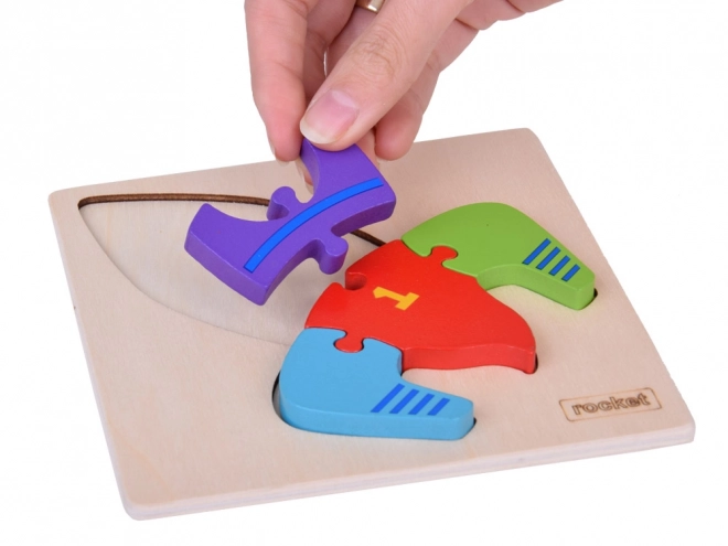 Houten puzzel Montessori raket