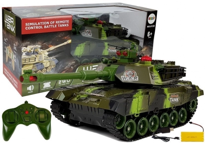 Grote R/C 2,4 Ghz op afstand bestuurbare tank Verlichting Geluid Schieten Groen