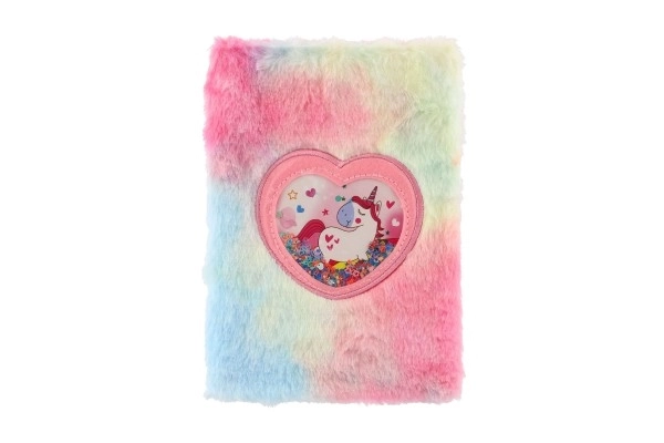 Pluchen regenboog eenhoorn notitieblok mix soorten in zakje 16x21x2cm