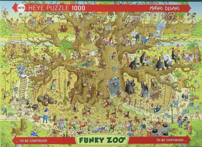 Heye puzzel Gekke Dierentuin: Apenverblijf 1000 stukjes