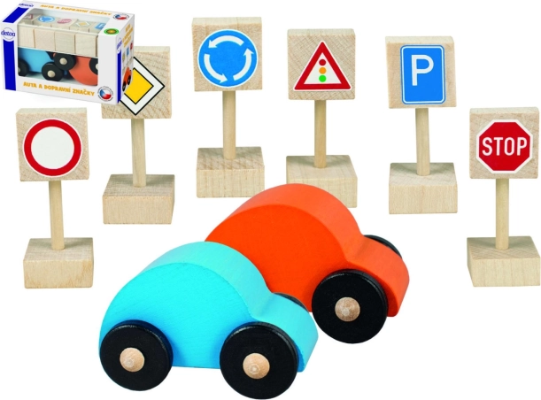 Detoa auto’s en verkeersborden – houten set voor kinderen